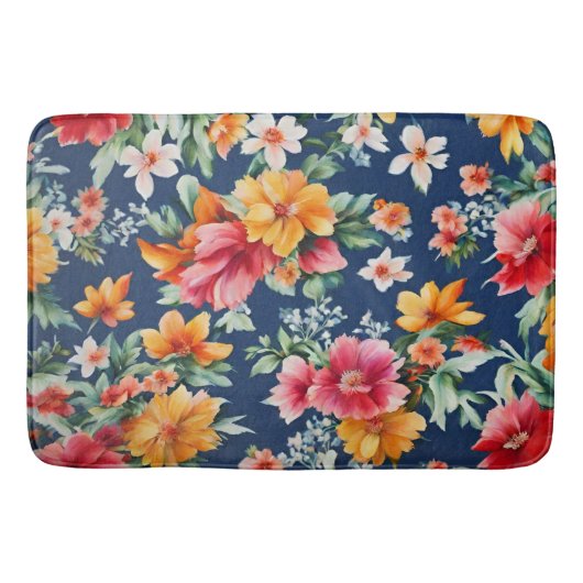素晴イタリアンらしい夏の明るい花柄 バスマット (正面)
