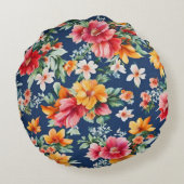 素晴イタリアンらしい夏の明るい花柄 ラウンドクッション (裏面)