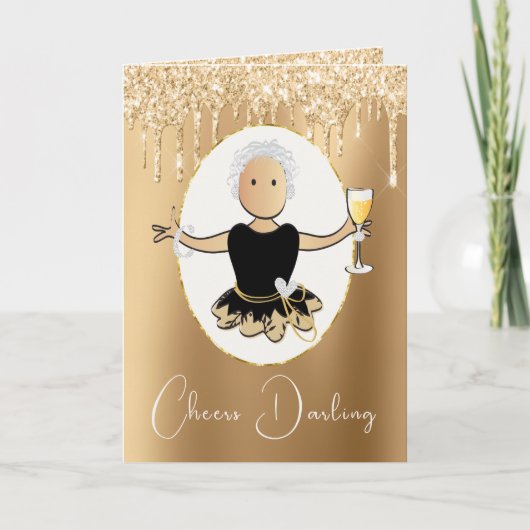 素晴エレガントらしいブラック金ゴールド成熟レディ誕生日 カード (正面)