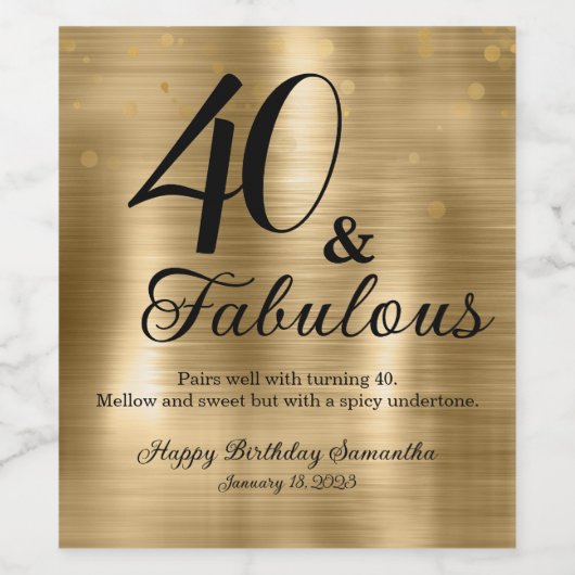 素晴エレガントらしい40th誕生日パーティーワインラベル ワインラベル (シングルラベル)