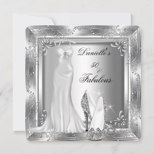 素晴エレガントらしい50シルバールハイヒール靴 招待状 (正面)