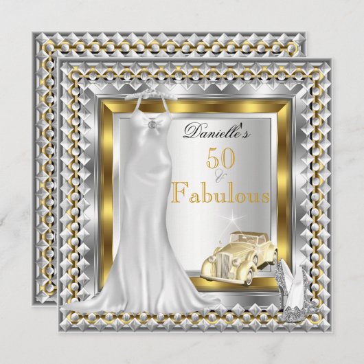 素晴エレガントらしい50デコヴィンテージカードレスヒール 招待状 (正面/裏面)