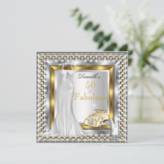 素晴エレガントらしい50デコヴィンテージカードレスヒール 招待状 (スタンド正面)