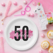 素晴エレガントらしい50ピンクウォーター色誕生日 ペーパープレート (パーティー)
