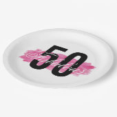 素晴エレガントらしい50ピンクウォーター色誕生日 ペーパープレート (アングル)