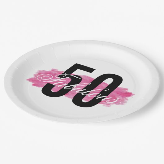 素晴エレガントらしい50ピンクウォーター色誕生日 ペーパープレート (アングル)