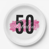 素晴エレガントらしい50ピンクウォーター色誕生日 ペーパープレート (正面)