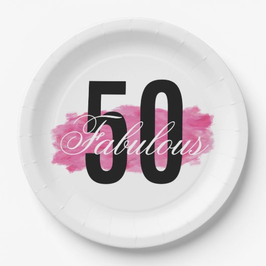 素晴エレガントらしい50ピンクウォーター色誕生日 ペーパープレート (正面)