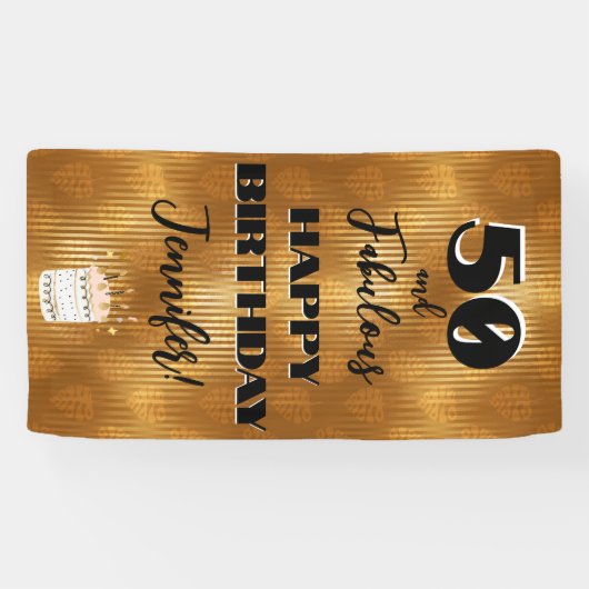 素晴パーソナライズされたらしい熱帯金ゴールド誕生日 横断幕 (横)