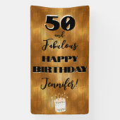 素晴パーソナライズされたらしい熱帯金ゴールド誕生日 横断幕 (縦)