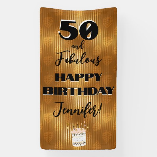 素晴パーソナライズされたらしい熱帯金ゴールド誕生日 横断幕 (縦)