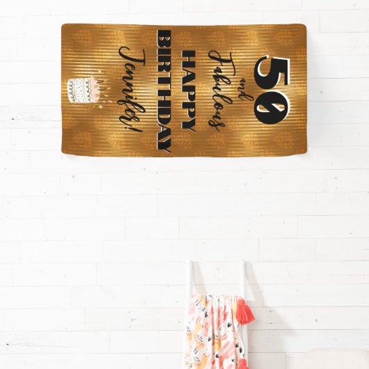 素晴パーソナライズされたらしい熱帯金ゴールド誕生日 横断幕 (インサイチュ)