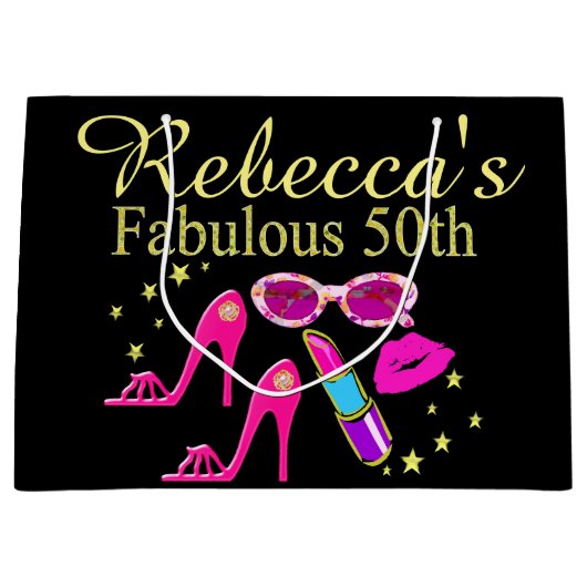 素晴パーソナライズされたらしい50番目の抱き枕 ラージペーパーバッグ (正面)