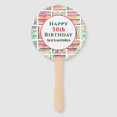 素晴モダンらしい50番目の誕生日幾何学的カスタム ハンドファン (裏面)