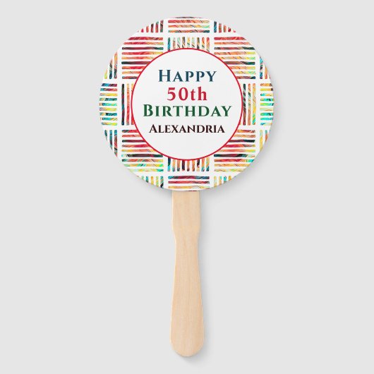 素晴モダンらしい50番目の誕生日幾何学的カスタム ハンドファン (裏面)