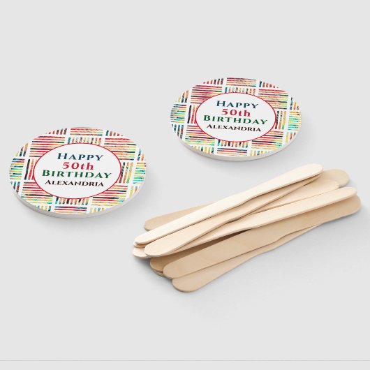 素晴モダンらしい50番目の誕生日幾何学的カスタム ハンドファン (組立なし)