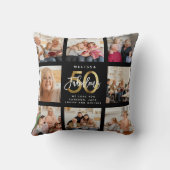 素晴モダンらしい50誕生日フォトコラージュ金ゴールド クッション (裏面)