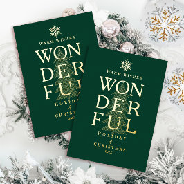 素晴モダンミニマルらしい休日のクリスマスグリーン 箔シーズンカード