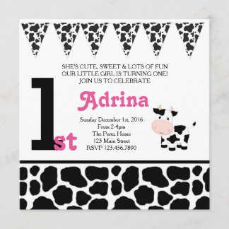 素晴モーらしい1歳の誕生日招待状 招待状