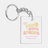 素晴保らしいスマイルピンクイエローカスタム写真 キーホルダー (正面左)