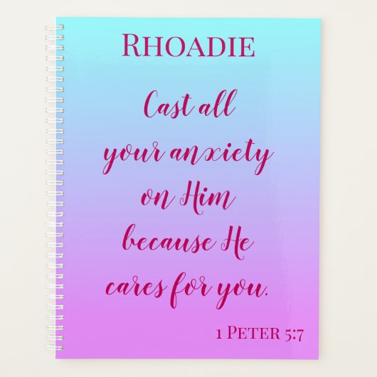 素晴感動的らしいブルーとピンクグラデーション色 プランナー手帳 (正面)