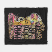 素晴頭が切れるらしいクイーンブラックメラニン女性の茶色の肌 フリースブランケット (正面(横))