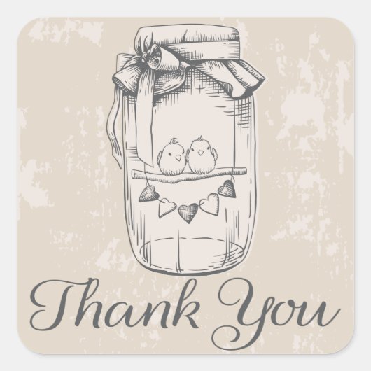 素朴ありがとうメイスンのハートタン結婚 スクエアシール (正面)