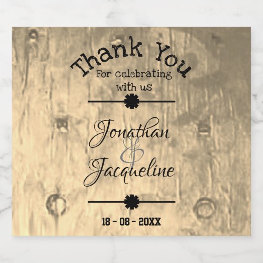 素朴ありがとう名前をカスタムするかわいいシック結婚ズ スパークリングワインラベル (シングルラベル)