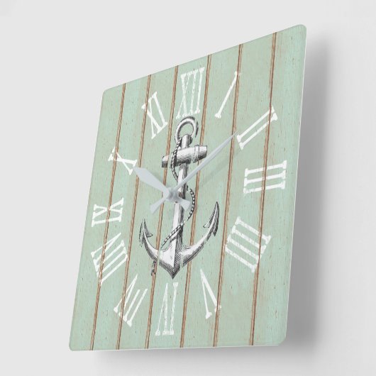 素朴いかりとウッドエレガント航海の スクエア壁時計 (傾斜)