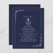 素朴いかりダークブルービーチ結婚式詳細 エンクロージャーカード (正面/裏面)