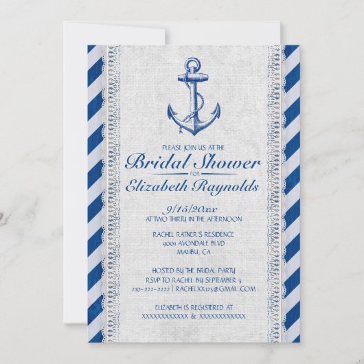 素朴いかり航海のブライダルシャワー招待状 招待状 (正面)