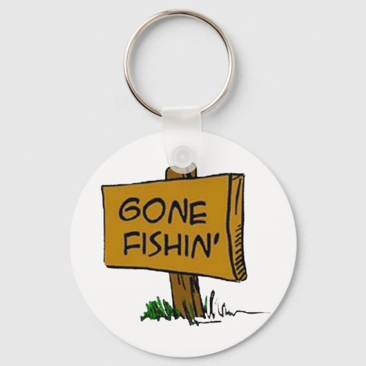 素朴おもしろいおもしろいのFishin表現のロゴ キーホルダー (正面)