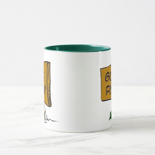 素朴おもしろいおもしろいのFishin表現のロゴ マグカップ (中央)