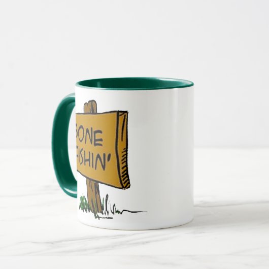 素朴おもしろいおもしろいのFishin表現のロゴ マグカップ (正面左)