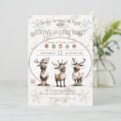 素朴おもしろいトナカイフェスティバルホリデーパーティー 招待状 (スタンド正面)