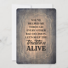 素朴おもしろいメイド・オブ・オーナー（花嫁付き添い人） 招待状