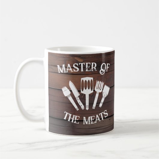 素朴おもしろい料理ギフト男性の肉のマスター コーヒーマグカップ (左)