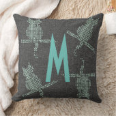 素朴おもしろい猫がモノグラム クッション (ブランケット)