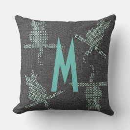 素朴おもしろい猫がモノグラム クッション