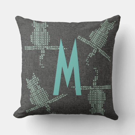 素朴おもしろい猫がモノグラム クッション (正面)