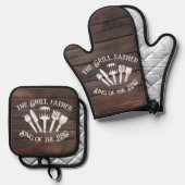 素朴おもしろい男性へ焼き 鍋つかみ&鍋敷きセット (正面/裏面)