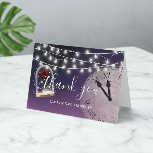 素朴おエレガントり結婚さん紫 サンキューカード