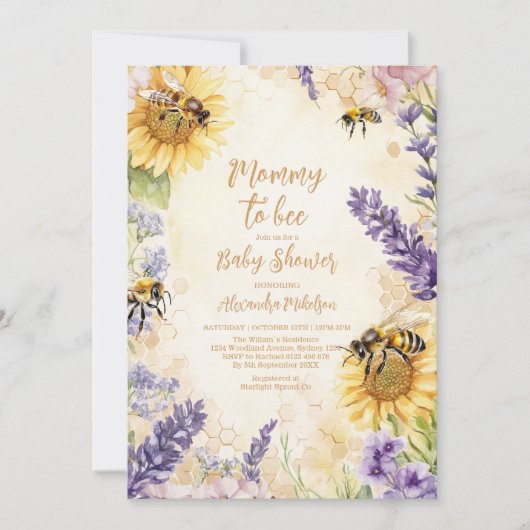 素朴お母さん赤ちゃん男女兼用シャワー 招待状 (正面)