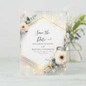 素朴お洒落メイスン結婚ジャー セーブザデート (スタンド正面)