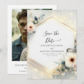 素朴お洒落メイスン結婚ジャー セーブザデート (正面/裏面)