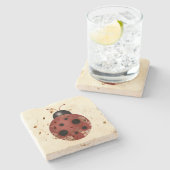 素朴お洒落初期のフローラ ストーンコースター (横)