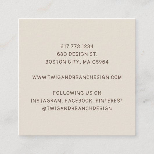 素朴お洒落花 スクエア名刺 (裏面)