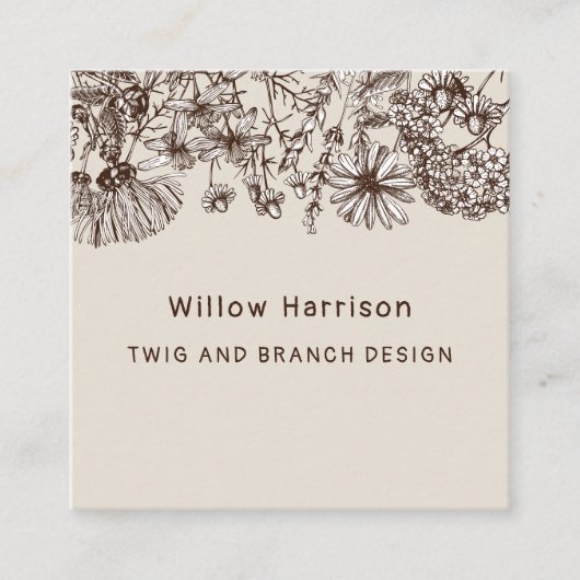 素朴お洒落花 スクエア名刺 (正面)