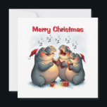 素朴お洒落Cute Nice Hippo Winter Caroling シーズンカード<br><div class="desc">おもしろいお洒落動物</div>