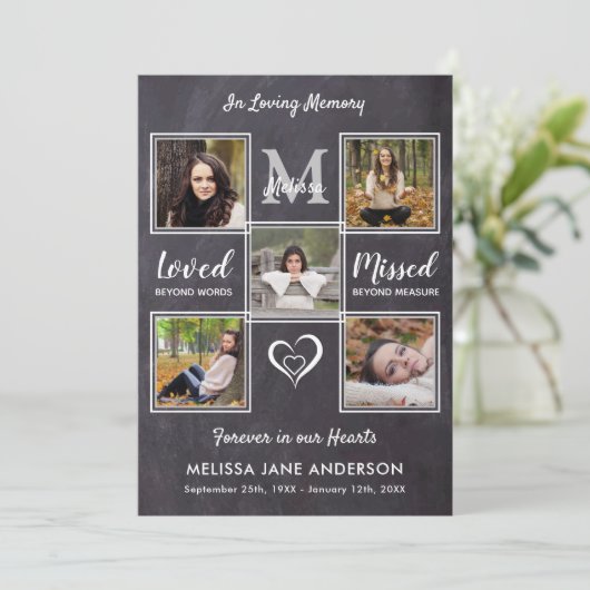 素朴お祝い撮影コラージュ記念 招待状 (スタンド正面)